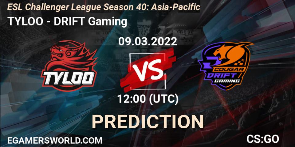 Prognoza TYLOO - DRIFT Gaming. 09.03.2022 at 12:00, Counter-Strike (CS2), ESL Challenger League Season 40: Asia-Pacific