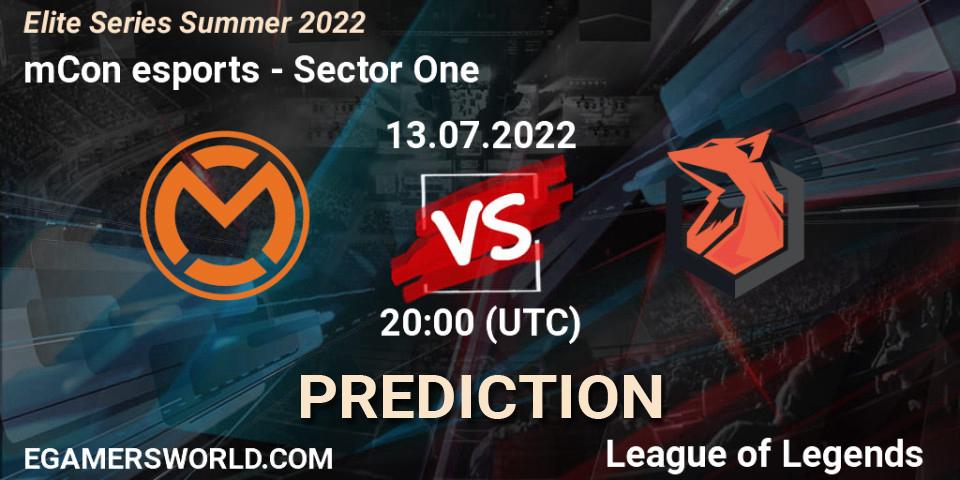 Prognoza mCon esports - Sector One. 13.07.2022 at 20:00, LoL, Elite Series Summer 2022
