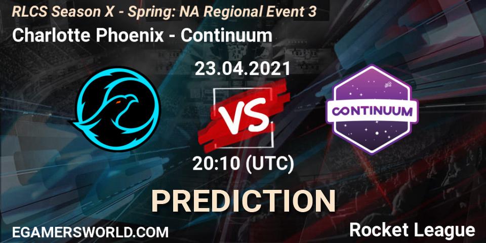 Prognoza Charlotte Phoenix - Continuum. 23.04.2021 at 20:50, Rocket League, RLCS Season X - Spring: NA Regional Event 3