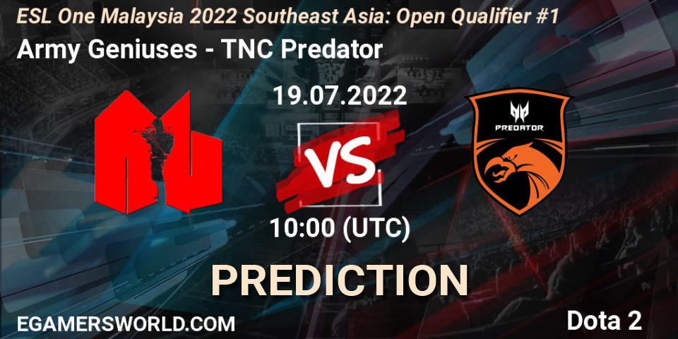 Prognoza Army Geniuses - TNC Predator. 19.07.22, Dota 2, ESL One Malaysia 2022 Southeast Asia: Open Qualifier #1