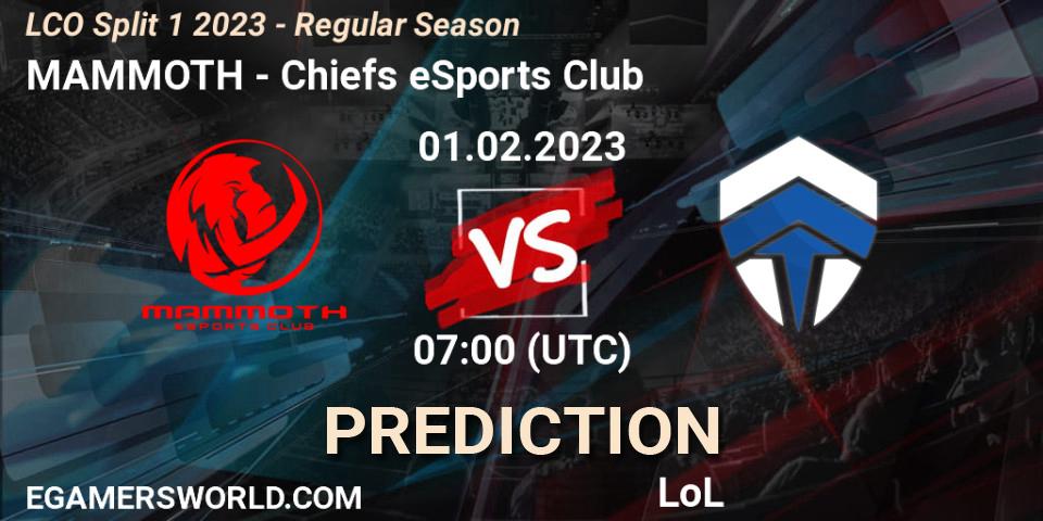 Prognoza MAMMOTH - Chiefs eSports Club. 01.02.23, LoL, LCO Split 1 2023 - Regular Season