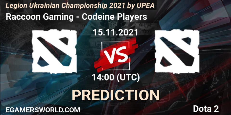 Prognoza Raccoon Gaming - Codeine Players. 15.11.2021 at 15:08, Dota 2, Legion Ukrainian Championship 2021 by UPEA