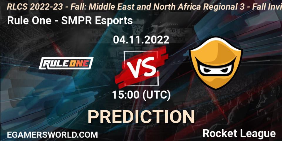 Prognoza Rule One - SMPR Esports. 04.11.2022 at 15:00, Rocket League, RLCS 2022-23 - Fall: Middle East and North Africa Regional 3 - Fall Invitational