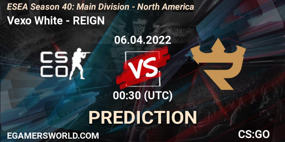 Prognoza Vexo White - REIGN. 06.04.2022 at 00:30, Counter-Strike (CS2), ESEA Season 40: Main Division - North America