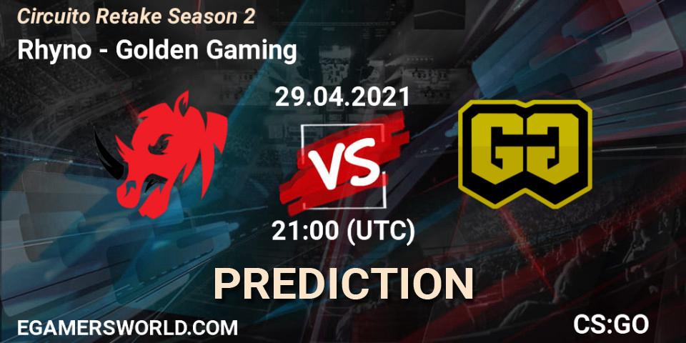 Prognoza Rhyno - Golden Gaming. 29.04.2021 at 21:00, Counter-Strike (CS2), Circuito Retake Season 2