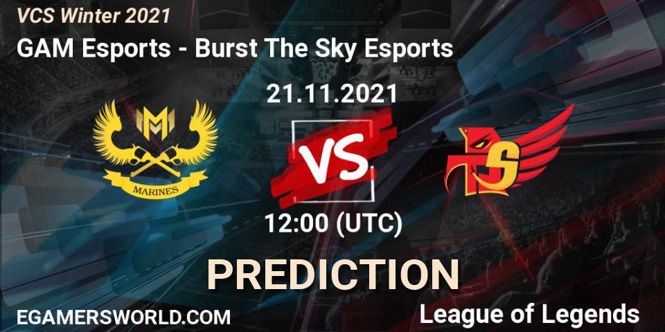 Prognoza GAM Esports - Burst The Sky Esports. 21.11.2021 at 12:00, LoL, VCS Winter 2021