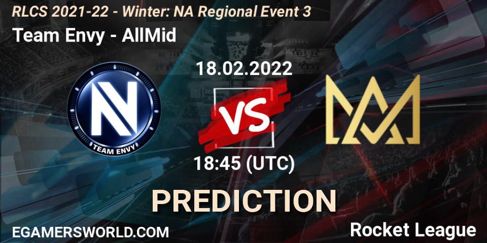 Prognoza Team Envy - AllMid. 18.02.2022 at 18:45, Rocket League, RLCS 2021-22 - Winter: NA Regional Event 3