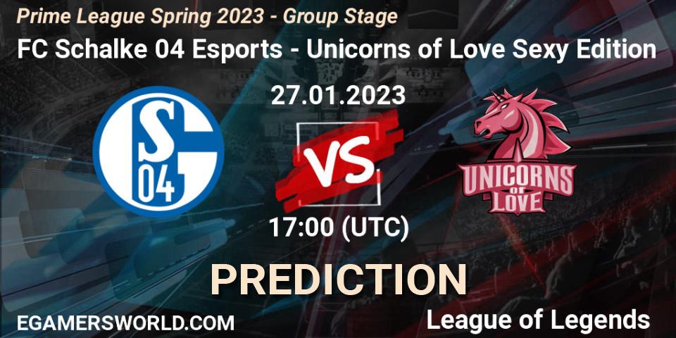 Prognoza FC Schalke 04 Esports - Unicorns of Love Sexy Edition. 27.01.2023 at 17:00, LoL, Prime League Spring 2023 - Group Stage