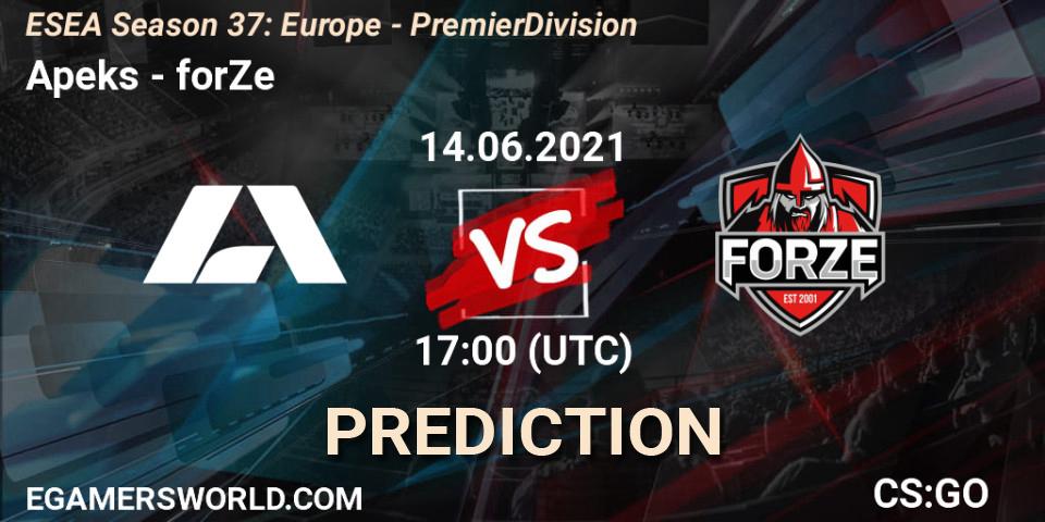 Prognoza Apeks - forZe. 14.06.21, CS2 (CS:GO), ESEA Season 37: Europe - Premier Division