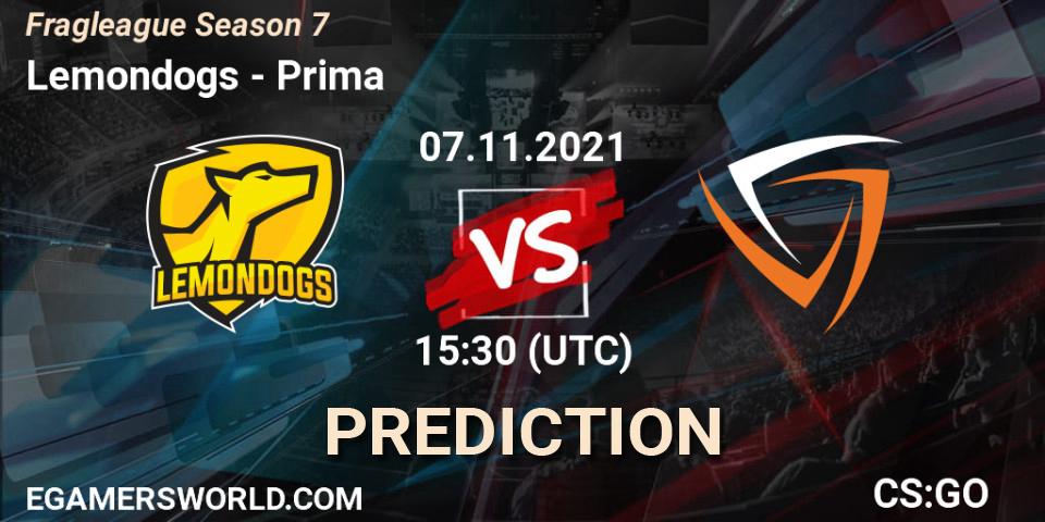 Prognoza Lemondogs - Prima. 10.11.2021 at 17:30, Counter-Strike (CS2), Fragleague Season 7