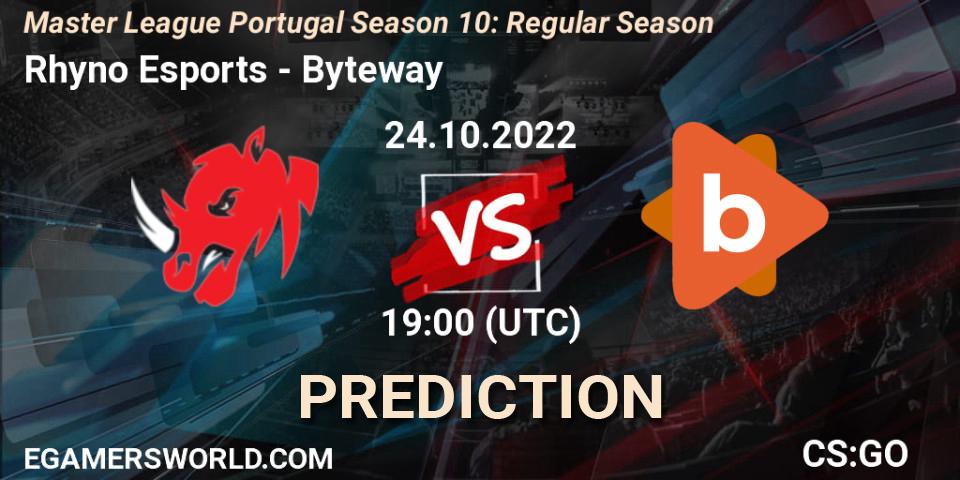 Prognoza Rhyno Esports - Byteway. 24.10.2022 at 19:00, Counter-Strike (CS2), Master League Portugal Season 10: Regular Season