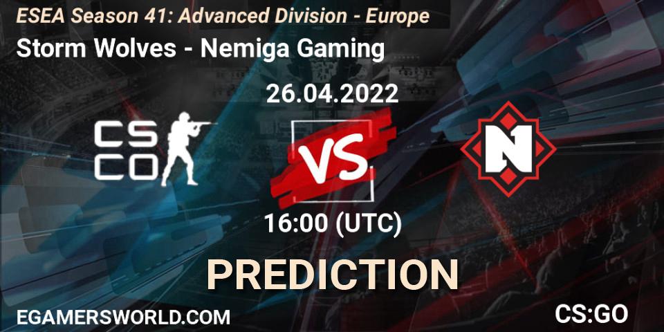 Prognoza Storm Wolves - Nemiga Gaming. 26.04.2022 at 16:00, Counter-Strike (CS2), ESEA Season 41: Advanced Division - Europe