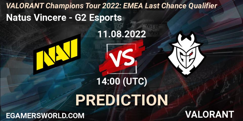 Prognoza Natus Vincere - G2 Esports. 11.08.2022 at 14:00, VALORANT, VCT 2022: EMEA Last Chance Qualifier