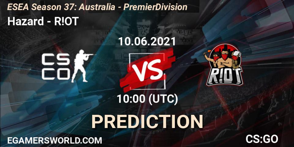 Prognoza Hazard - R!OT. 10.06.21, CS2 (CS:GO), ESEA Season 37: Australia - Premier Division