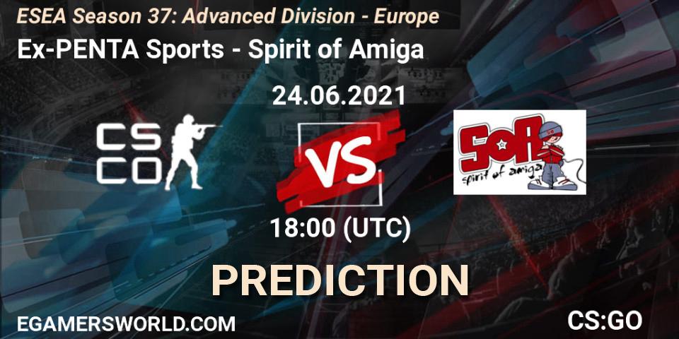 Prognoza Ex-PENTA Sports - Spirit of Amiga. 24.06.2021 at 18:00, Counter-Strike (CS2), ESEA Season 37: Advanced Division - Europe