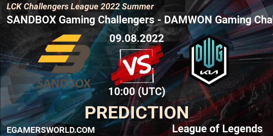 Prognoza SANDBOX Gaming Challengers - DAMWON Gaming Challengers. 09.08.2022 at 10:20, LoL, LCK Challengers League 2022 Summer