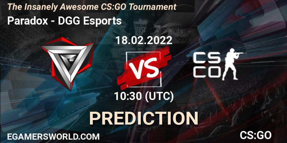 Prognoza Paradox - DGG Esports. 18.02.2022 at 10:30, Counter-Strike (CS2), The Insanely Awesome CS:GO Tournament