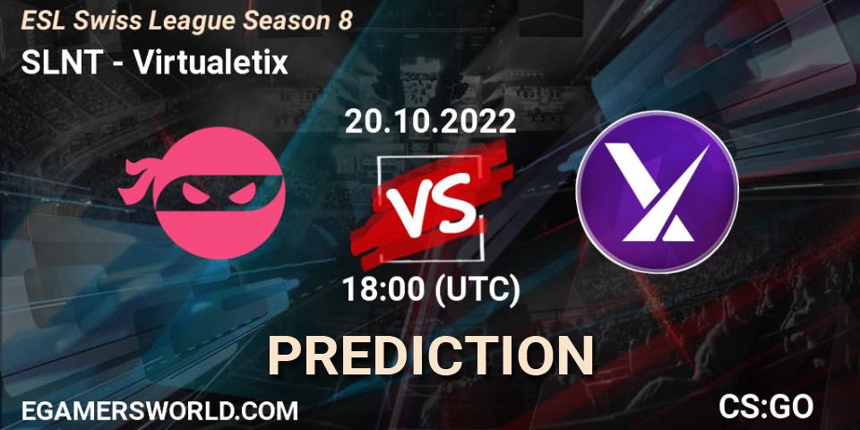Prognoza SLNT - Virtualetix. 20.10.2022 at 18:00, Counter-Strike (CS2), ESL Swiss League Season 8