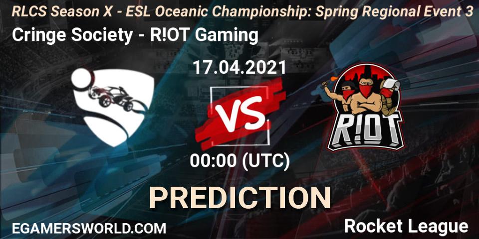 Prognoza Cringe Society - R!OT Gaming. 17.04.2021 at 00:00, Rocket League, RLCS Season X - ESL Oceanic Championship: Spring Regional Event 3