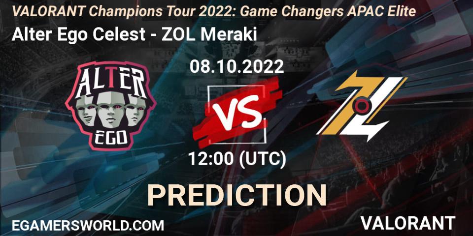 Prognoza Alter Ego Celestè - ZOL Meraki. 08.10.2022 at 12:30, VALORANT, VCT 2022: Game Changers APAC Elite