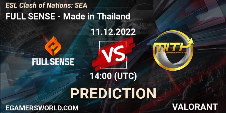 Prognoza FULL SENSE - Made in Thailand. 11.12.22, VALORANT, ESL Clash of Nations: SEA