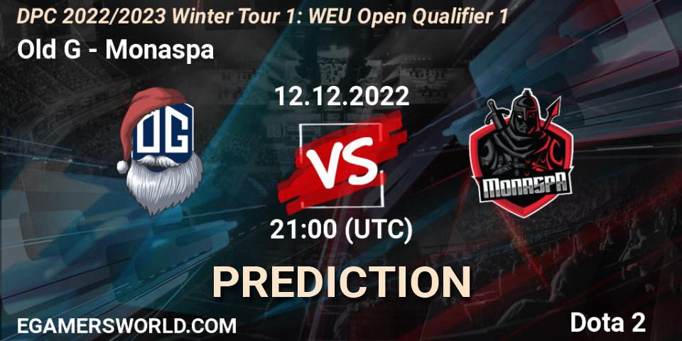 Prognoza Old G - Monaspa. 12.12.2022 at 21:00, Dota 2, DPC 2022/2023 Winter Tour 1: WEU Open Qualifier 1