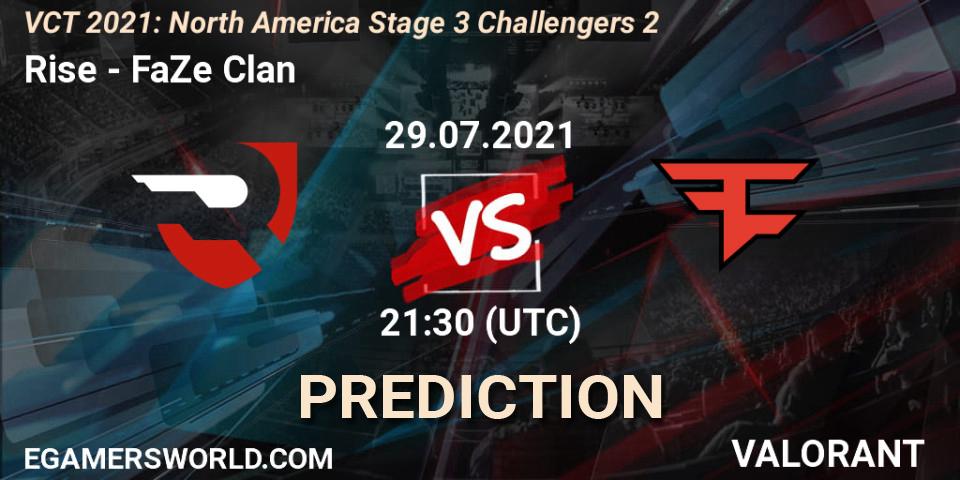 Prognoza Rise - FaZe Clan. 29.07.2021 at 22:15, VALORANT, VCT 2021: North America Stage 3 Challengers 2