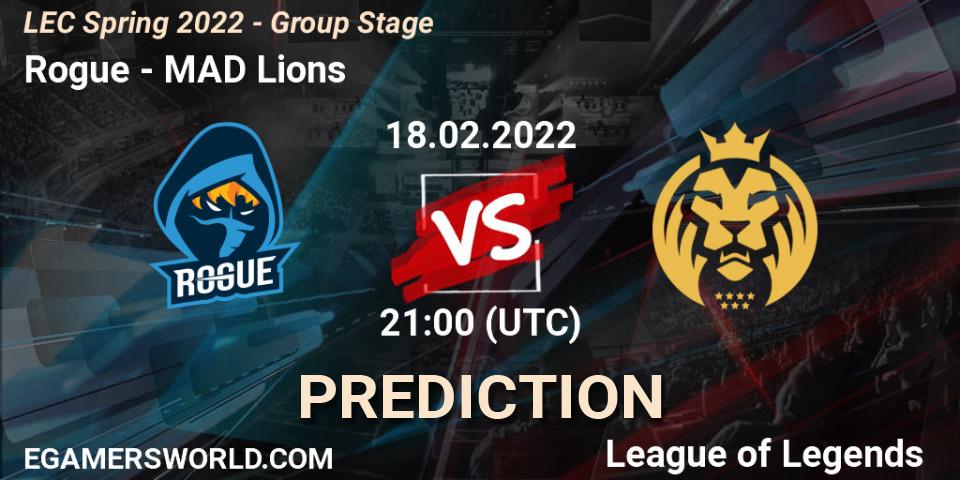 Prognoza Rogue - MAD Lions. 18.02.2022 at 21:10, LoL, LEC Spring 2022 - Group Stage