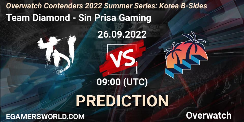 Prognoza Team Diamond - Sin Prisa Gaming. 26.09.2022 at 09:00, Overwatch, Overwatch Contenders 2022 Summer Series: Korea B-Sides