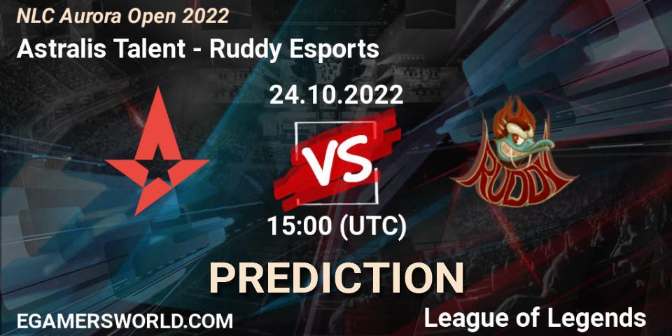 Prognoza Astralis Talent - Ruddy Esports. 24.10.2022 at 15:00, LoL, NLC Aurora Open 2022