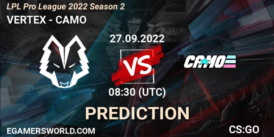 Prognoza VERTEX - CAMO. 27.09.2022 at 08:40, Counter-Strike (CS2), LPL Pro League 2022 Season 2