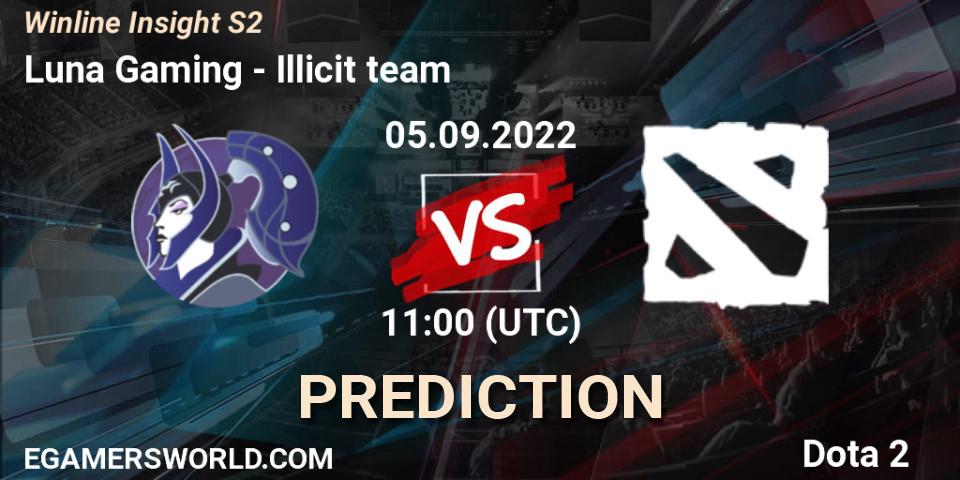 Prognoza Luna Gaming - Illicit team. 05.09.2022 at 11:07, Dota 2, Winline Insight S2