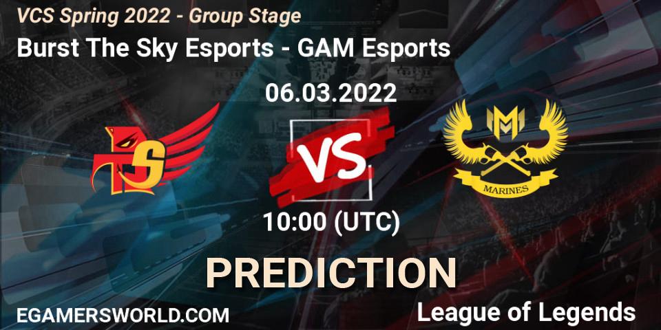 Prognoza Burst The Sky Esports - GAM Esports. 06.03.2022 at 10:00, LoL, VCS Spring 2022 - Group Stage 