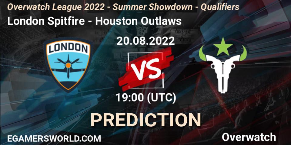 Prognoza London Spitfire - Houston Outlaws. 20.08.22, Overwatch, Overwatch League 2022 - Summer Showdown - Qualifiers