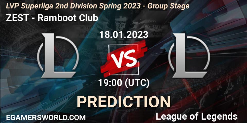 Prognoza ZEST - Ramboot Club. 18.01.23, LoL, LVP Superliga 2nd Division Spring 2023 - Group Stage