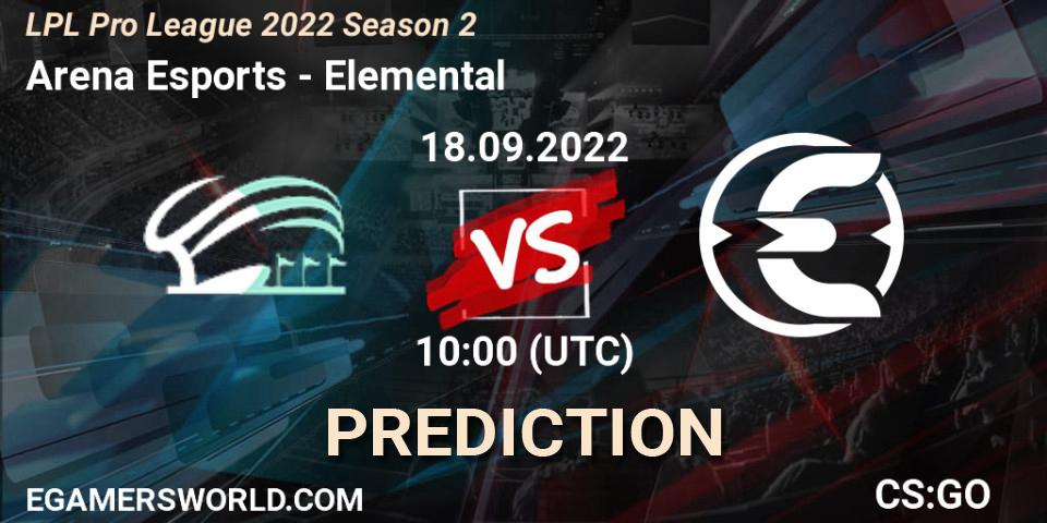 Prognoza Arena Esports - Elemental. 18.09.2022 at 10:00, Counter-Strike (CS2), LPL Pro League 2022 Season 2