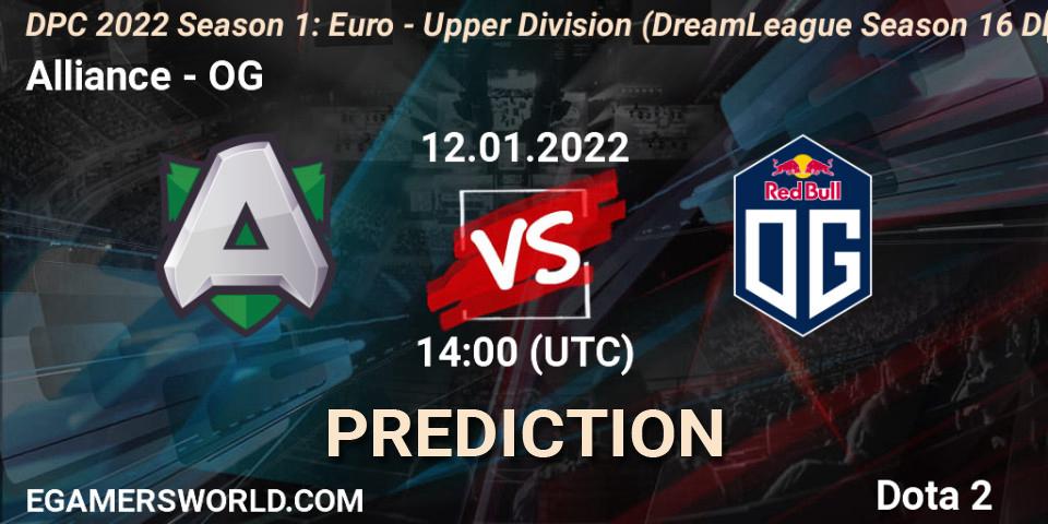 Prognoza Alliance - OG. 12.01.22, Dota 2, DPC 2022 Season 1: Euro - Upper Division (DreamLeague Season 16 DPC WEU)