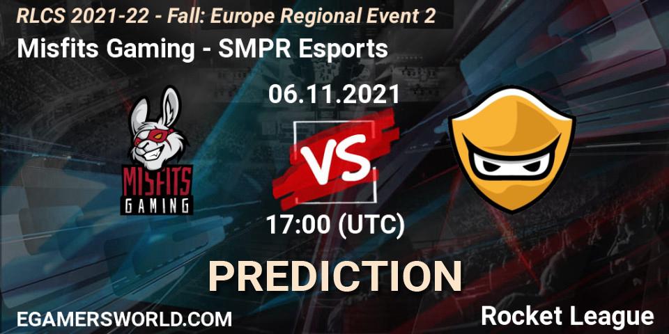 Prognoza Misfits Gaming - SMPR Esports. 06.11.2021 at 17:00, Rocket League, RLCS 2021-22 - Fall: Europe Regional Event 2