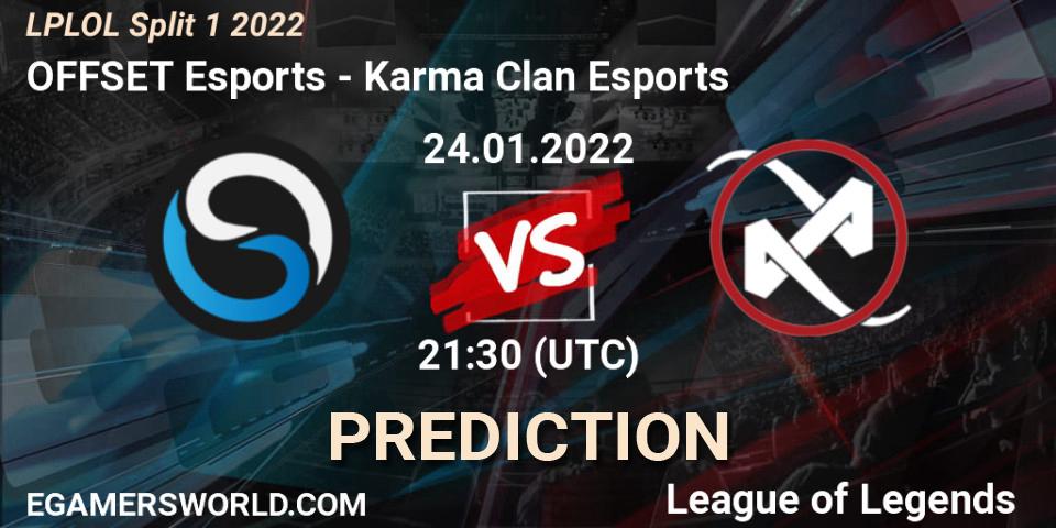 Prognoza OFFSET Esports - Karma Clan Esports. 24.01.2022 at 21:10, LoL, LPLOL Split 1 2022