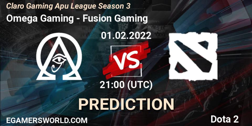 Prognoza Omega Gaming - Fusion Gaming. 01.02.2022 at 21:12, Dota 2, Claro Gaming Apu League Season 3