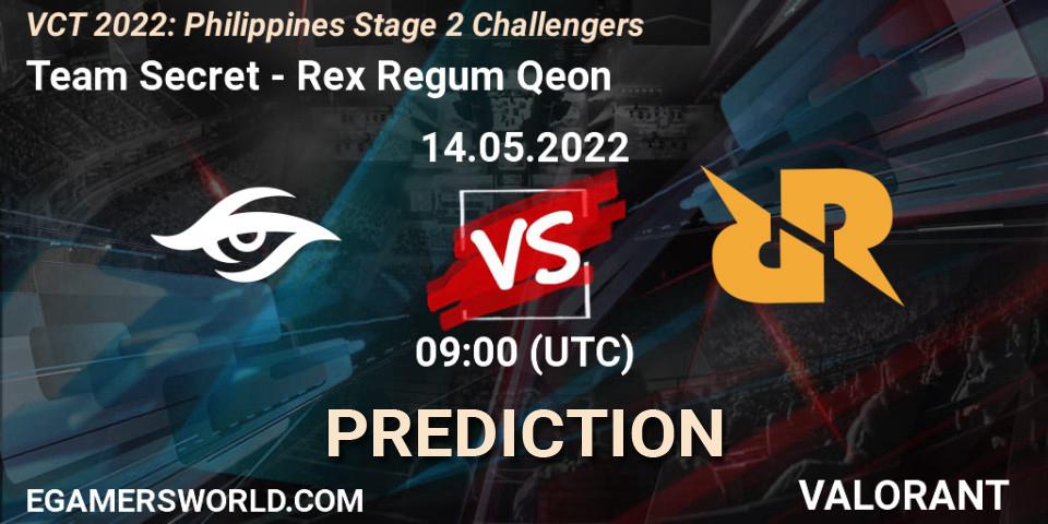 Prognoza Team Secret - Rex Regum Qeon. 14.05.22, VALORANT, VCT 2022: Philippines Stage 2 Challengers