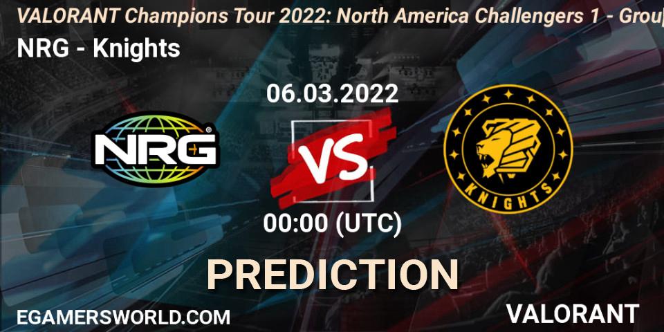 Prognoza NRG - Knights. 06.03.2022 at 00:00, VALORANT, VCT 2022: North America Challengers 1 - Group Stage