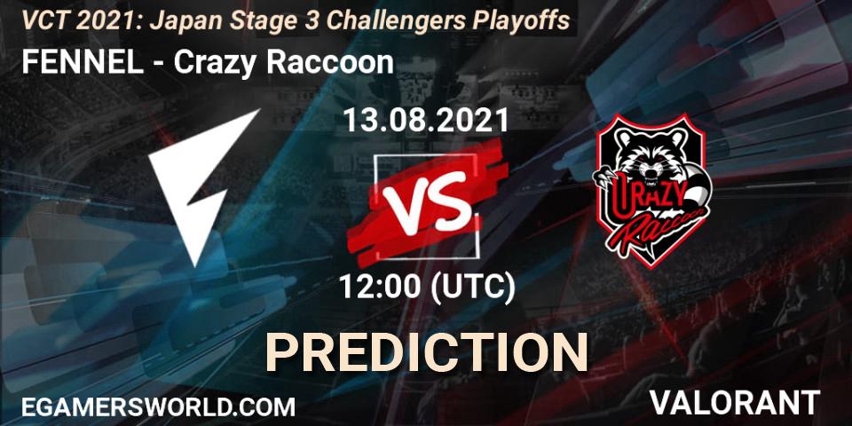 Prognoza FENNEL - Crazy Raccoon. 13.08.21, VALORANT, VCT 2021: Japan Stage 3 Challengers Playoffs