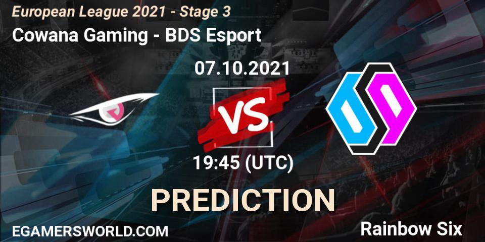 Prognoza Cowana Gaming - BDS Esport. 07.10.2021 at 19:45, Rainbow Six, European League 2021 - Stage 3