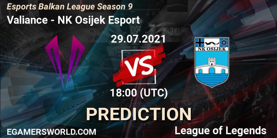 Prognoza Valiance - NK Osijek Esport. 29.07.2021 at 18:00, LoL, Esports Balkan League Season 9