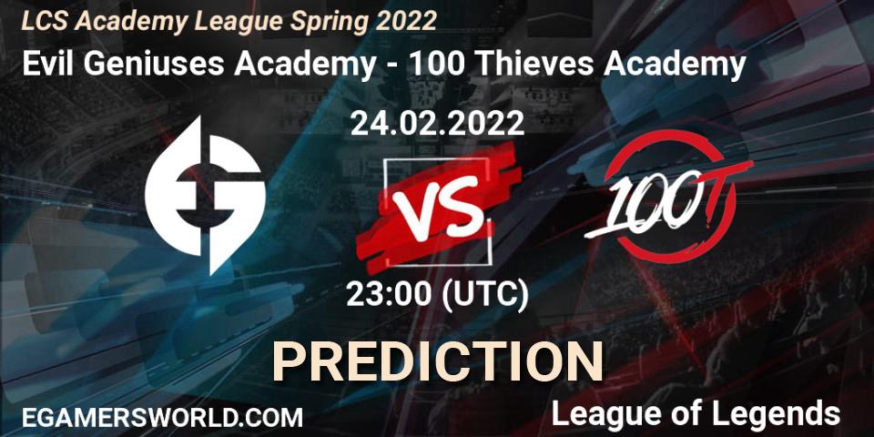 Prognoza Evil Geniuses Academy - 100 Thieves Academy. 24.02.2022 at 23:00, LoL, LCS Academy League Spring 2022