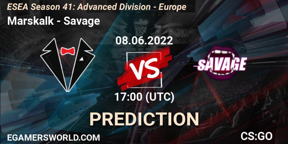 Prognoza Marskalk - Savage. 08.06.2022 at 17:00, Counter-Strike (CS2), ESEA Season 41: Advanced Division - Europe