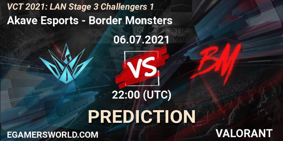 Prognoza Akave Esports - Border Monsters. 06.07.2021 at 22:00, VALORANT, VCT 2021: LAN Stage 3 Challengers 1