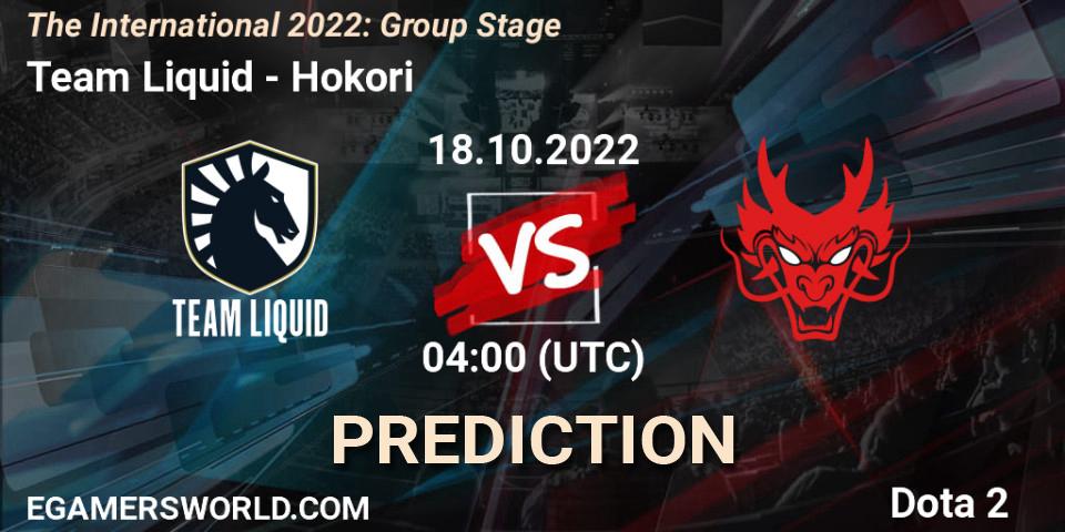 Prognoza Team Liquid - Hokori. 18.10.2022 at 04:13, Dota 2, The International 2022: Group Stage