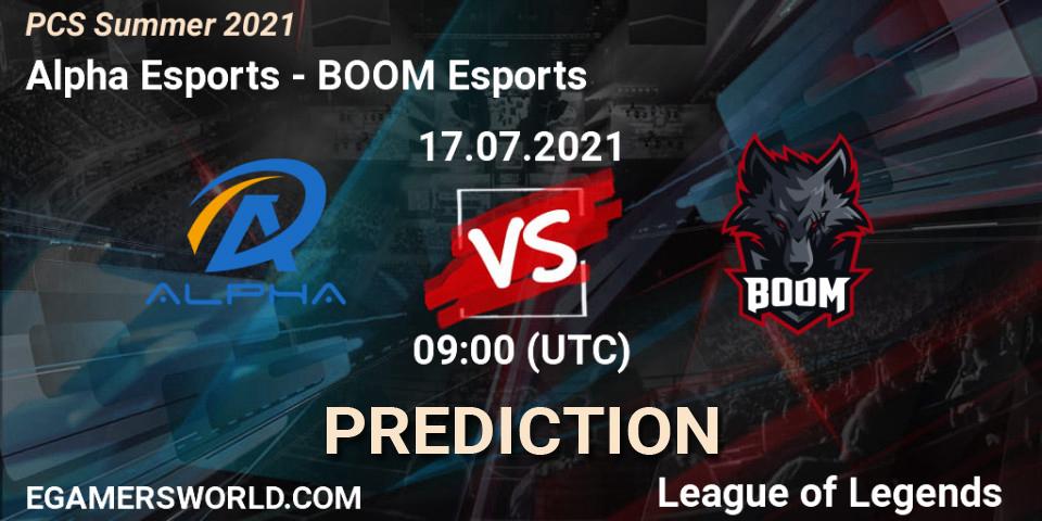 Prognoza Alpha Esports - BOOM Esports. 17.07.2021 at 09:00, LoL, PCS Summer 2021
